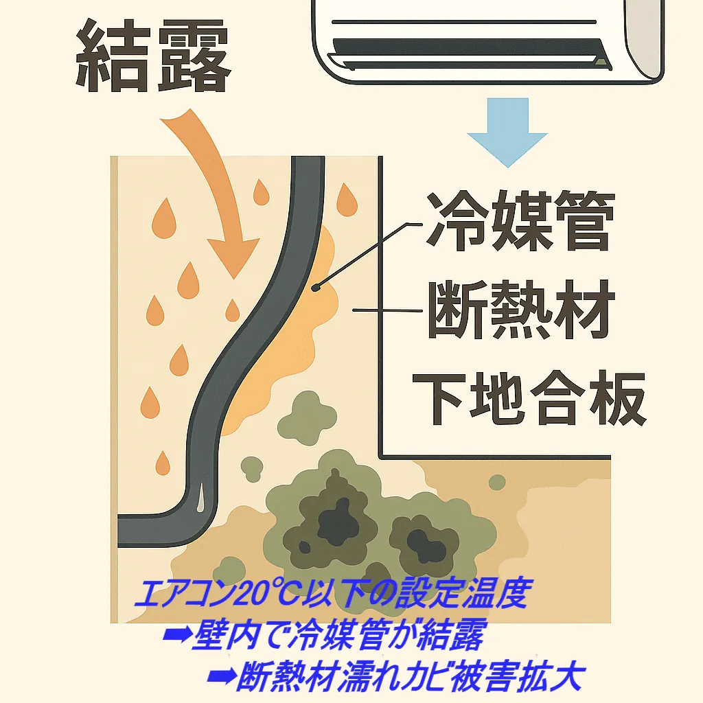 【埼玉】壁掛けエアコンの壁内結露｜戸建住宅で起きるカビ被害と防カビ工事の重要性