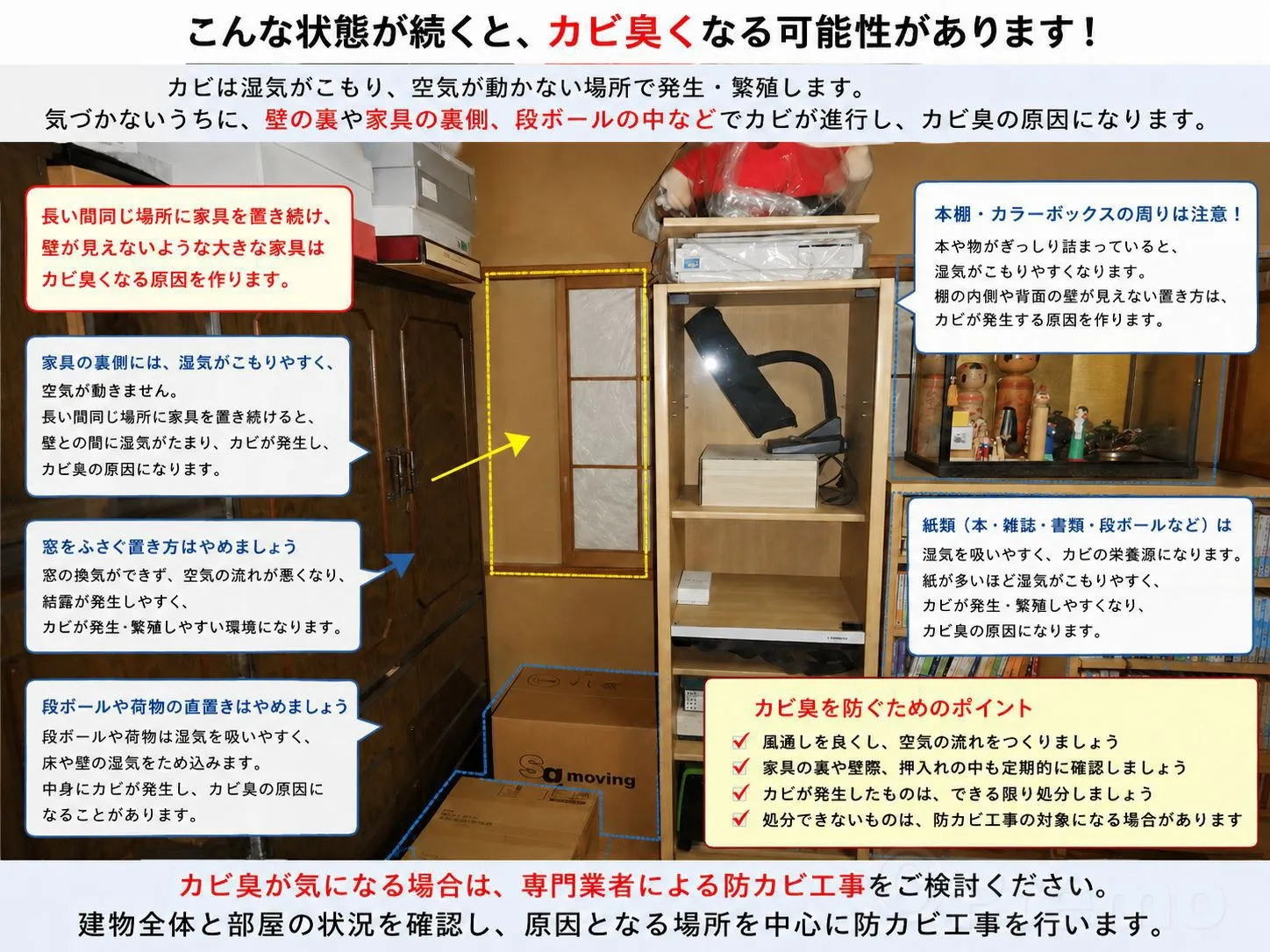 上尾市|部屋がカビ臭い…壁紙を張替えても臭いが残る理由とは?